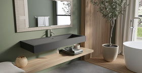 Badeloft WT-06-XXL matte black wall-mounted sink, wall-mounted bathroom view 2