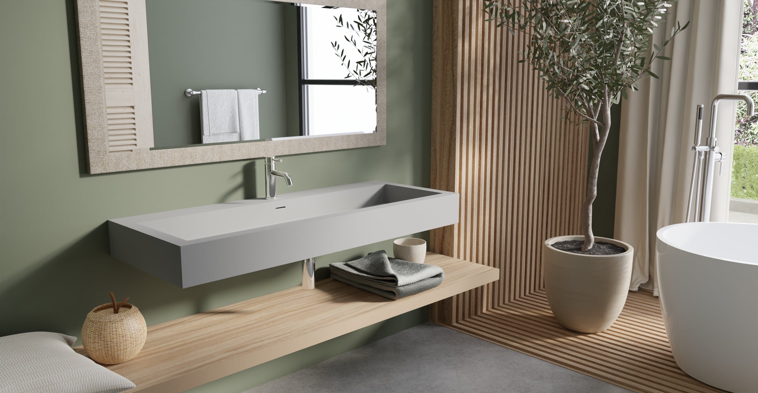 Badeloft WT-06-XXL matte gray wall-mounted sink, wall-mounted bathroom view 2