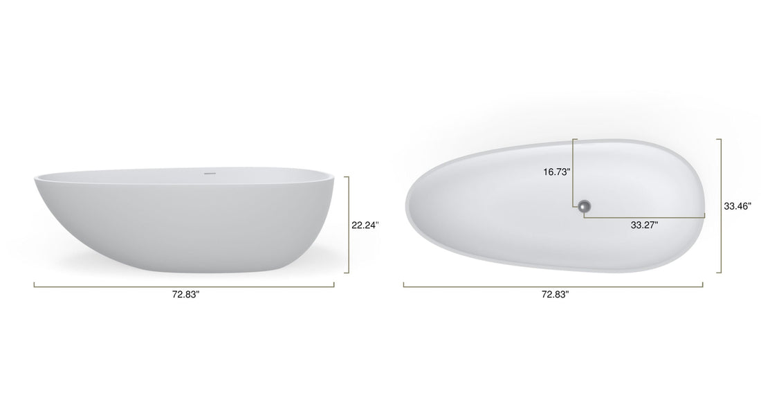 Freestanding Bathtub BW-01-XL-GRY dimensional drawing