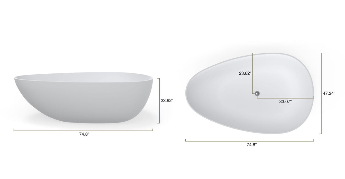 Freestanding Bathtub BW-01-XXL-GRY dimensional drawing