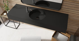 Badeloft WT-02-C matte black wall-mounted sink, bathroom lifestyle view 4