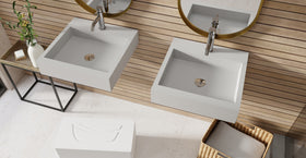 Badeloft WT-06-S matte gray wall-mounted sink, bathroom lifestyle view 4