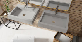 Badeloft WT-06-M matte gray wall-mounted sink, bathroom lifestyle view 4