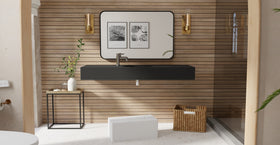 Badeloft WT-02-C matte black wall-mounted sink, bathroom lifestyle view 5