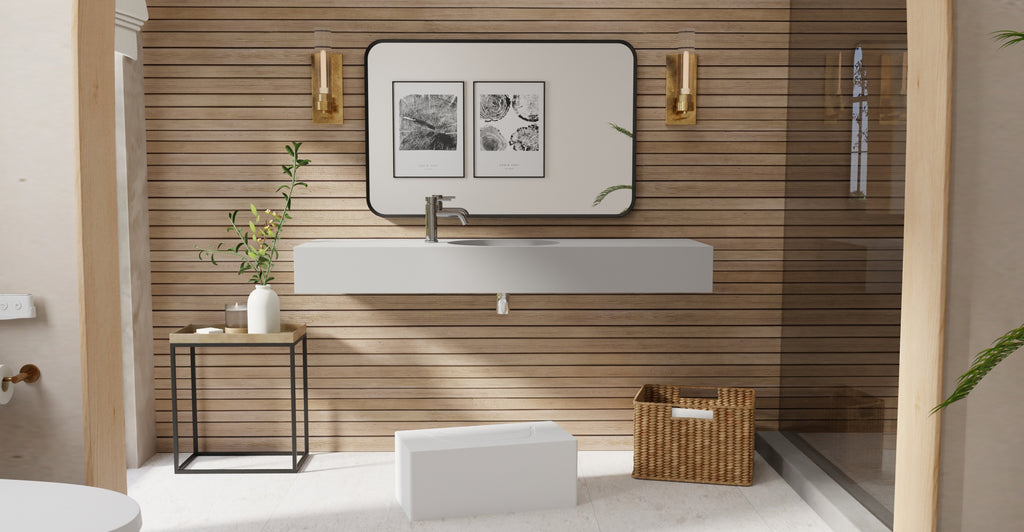 Badeloft WT-02-C matte gray wall-mounted sink, bathroom lifestyle view 5