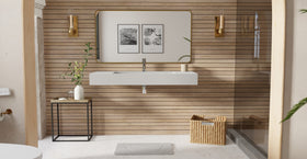 Badeloft WT-03 matte gray wall-mounted sink, bathroom lifestyle view 5