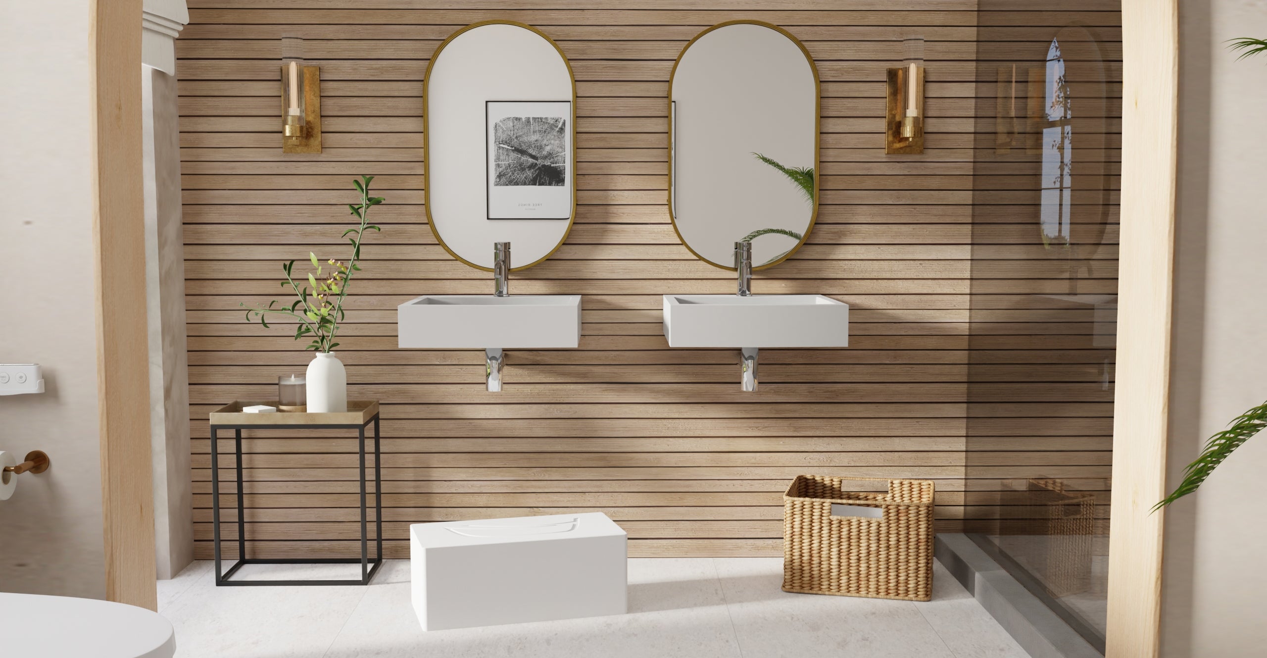 Badeloft WT-06-S matte gray wall-mounted sink, bathroom lifestyle view 5