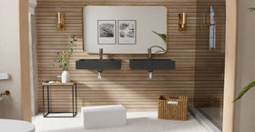 Badeloft WT-06-M matte black wall-mounted sink, bathroom lifestyle view 5