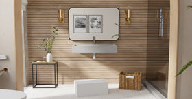 Badeloft WT-06-L matte gray wall-mounted sink, bathroom lifestyle view 5