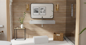 Badeloft WT-06-XL matte gray wall-mounted sink, bathroom lifestyle view 5