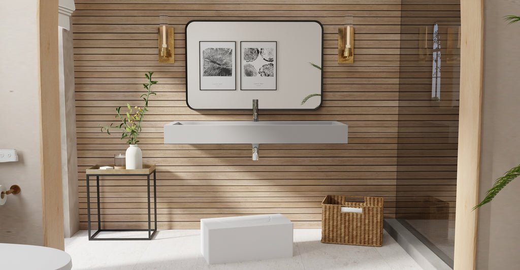 Badeloft WT-06-XXL matte gray wall-mounted sink, bathroom lifestyle view 5