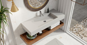 Badeloft WT-03 matte gray wall-mounted sink, bathroom lifestyle view 6