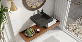 Badeloft WT-06-S matte black wall-mounted sink, bathroom lifestyle view 6