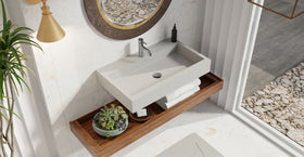 Badeloft WT-06-L matte gray wall-mounted sink, bathroom lifestyle view 6