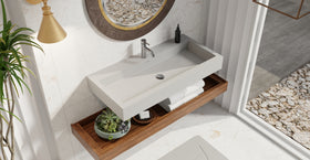 Badeloft WT-06-XL matte gray wall-mounted sink, bathroom lifestyle view 6