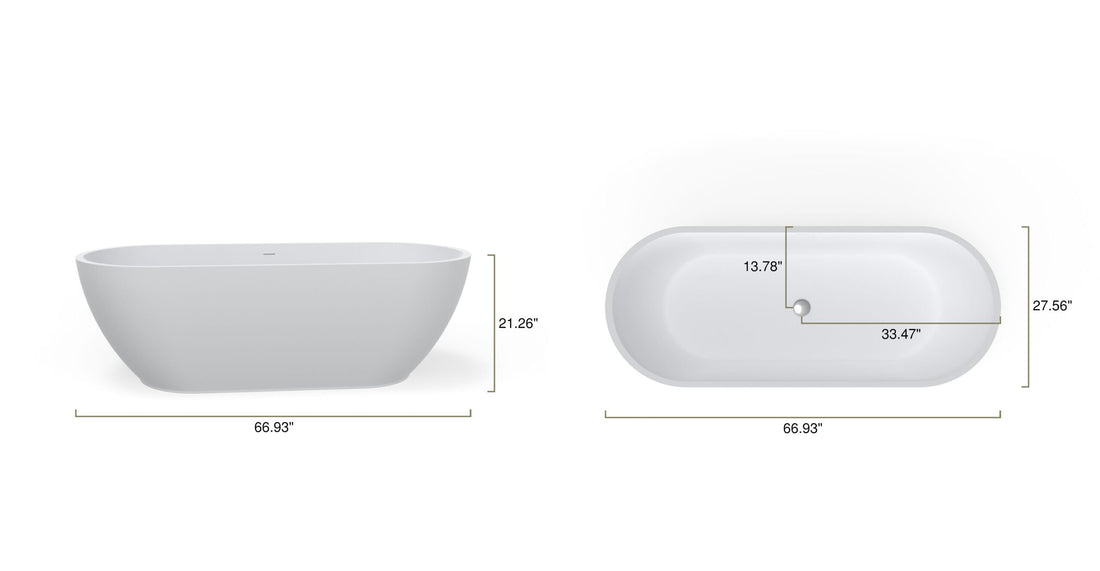 Freestanding Bathtub BW-02-L dimensional drawing