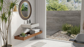 Badeloft WT-06-M matte gray wall-mounted sink, bathroom lifestyle view 7