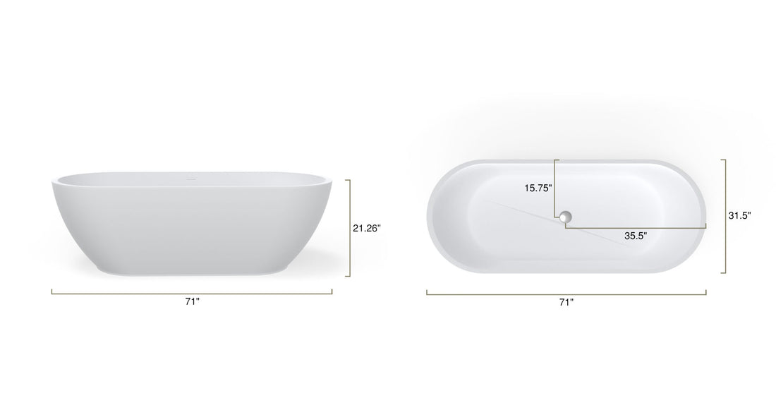 Freestanding Bathtub BW-02-XL-GRY dimensional drawing