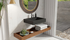 Badeloft WT-06-M matte black wall-mounted sink, bathroom lifestyle view 8