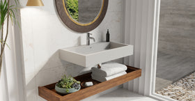 Badeloft WT-06-L matte gray wall-mounted sink, bathroom lifestyle view 8