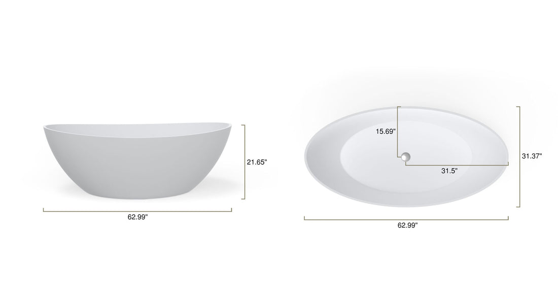 Freestanding Bathtub BW-03-M dimensional drawing