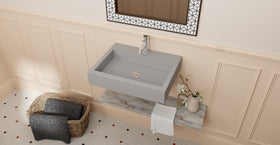 Badeloft WT-06-M matte gray wall-mounted sink, bathroom top-view lifestyle