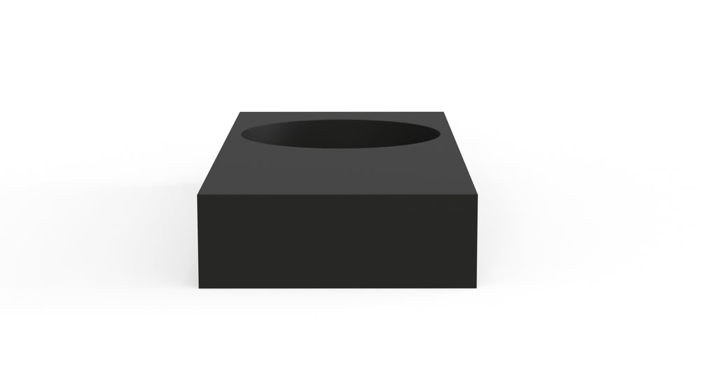 Badeloft WT-02-B matte black wall-mounted sink, side product view on white background