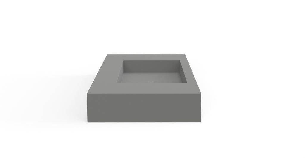 Badeloft WT-03 matte gray wall-mounted sink, side product view on white background