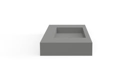 Badeloft WT-03 matte gray wall-mounted sink, side product view on white background
