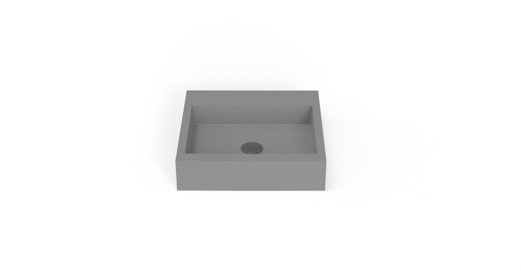 Badeloft WT-06-S matte gray wall-mounted sink, side product view on white background