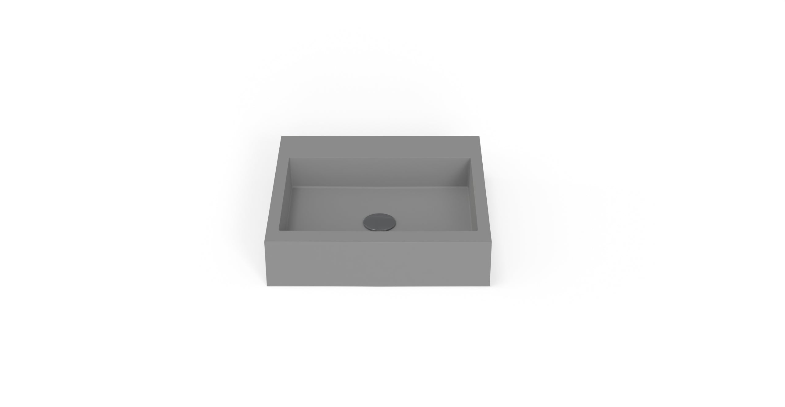 Badeloft WT-06-S matte gray wall-mounted sink, side product view on white background