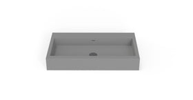 Badeloft WT-06-L matte gray wall-mounted sink, side product view on white background