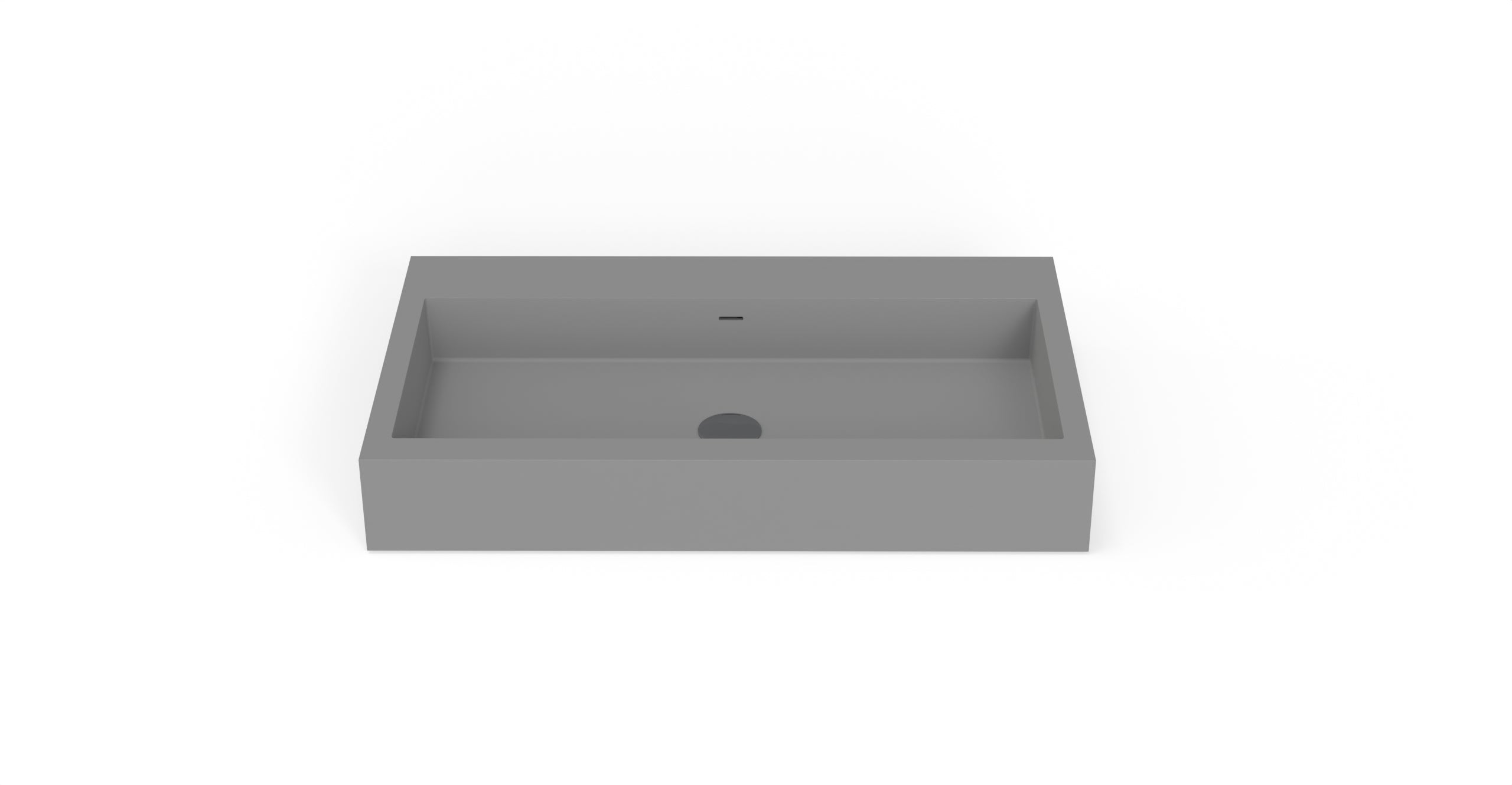 Badeloft WT-06-L matte gray wall-mounted sink, side product view on white background