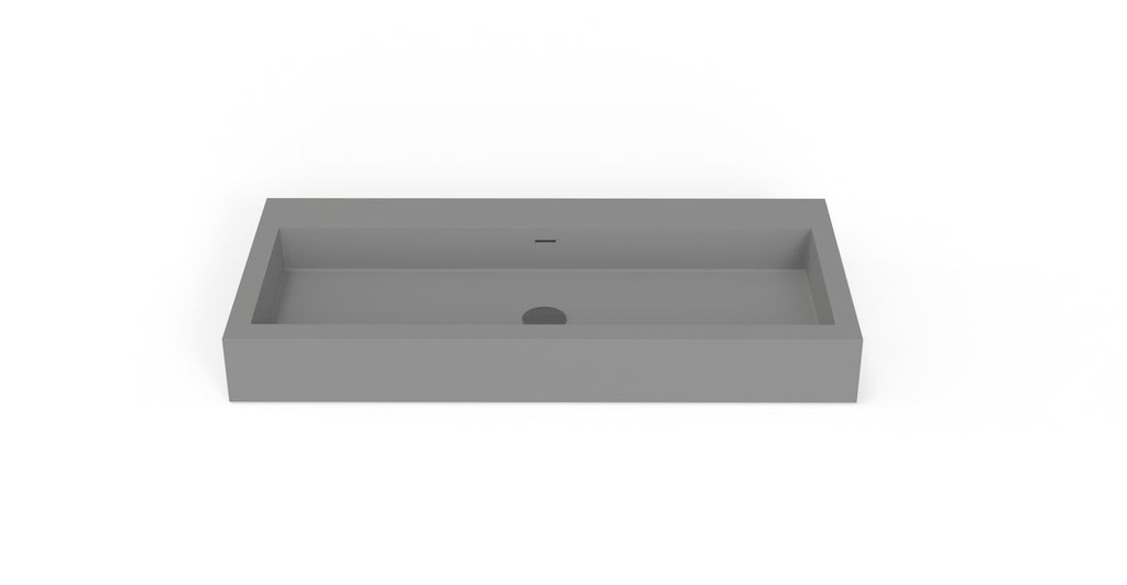 Badeloft WT-06-XL matte gray wall-mounted sink, front product view on white background