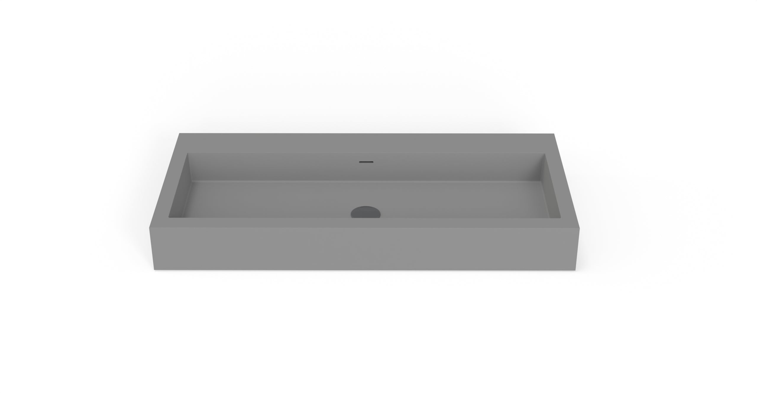 Badeloft WT-06-XL matte gray wall-mounted sink, front product view on white background