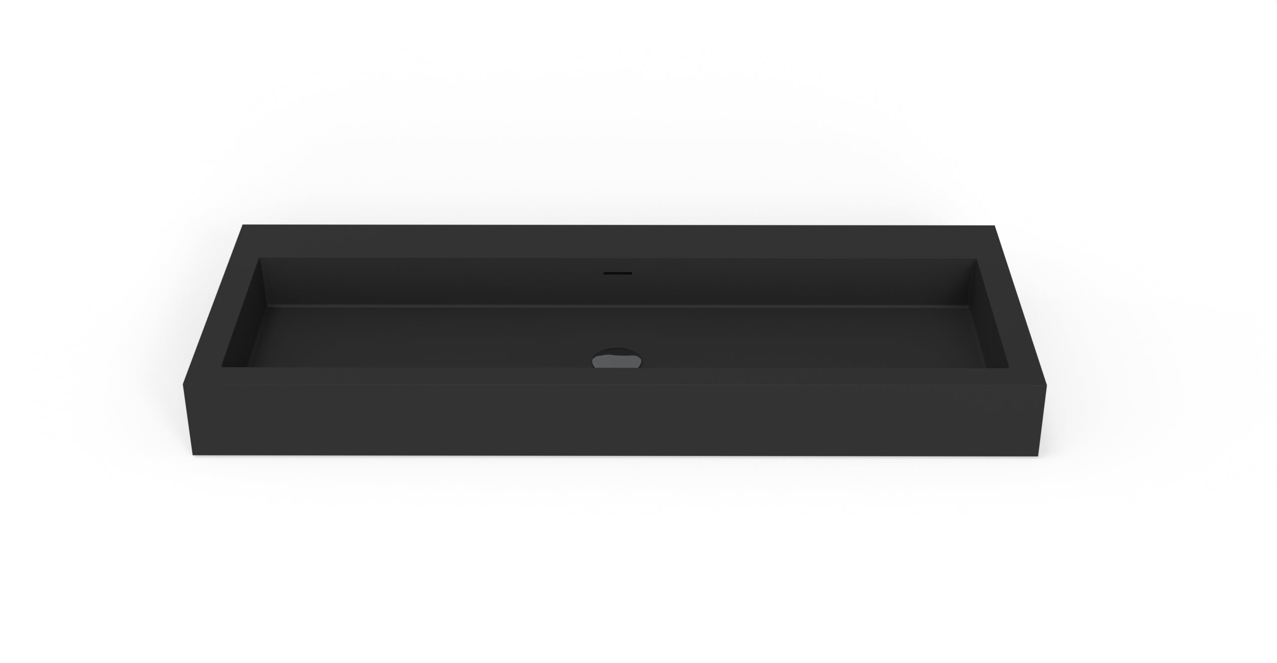 Badeloft WT-06-XXL matte black wall-mounted sink, front product view on white background