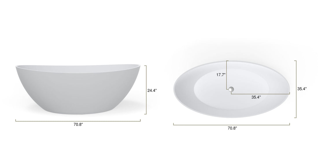 Freestanding Bathtub BW-03-XL-GRY dimensional drawing