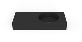 Badeloft WT-02-B matte black wall-mounted sink, front product view on white background