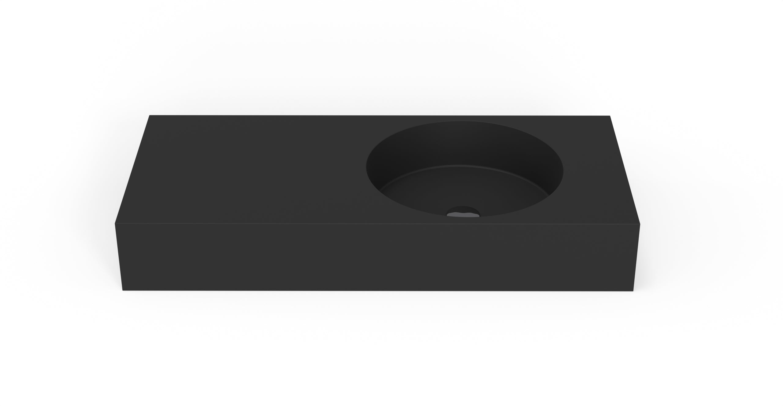 Badeloft WT-02-B matte black wall-mounted sink, front product view on white background