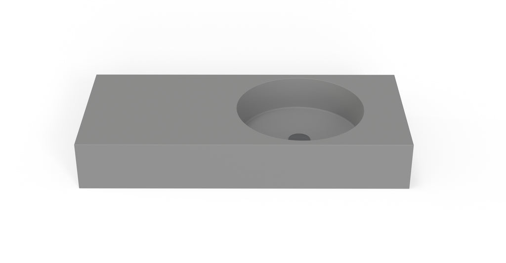 Badeloft WT-02-B matte gray wall-mounted sink, front product view on white background