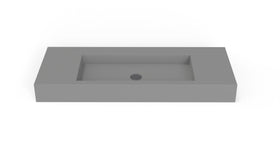 Badeloft WT-03 matte gray wall-mounted sink, front product view on white background