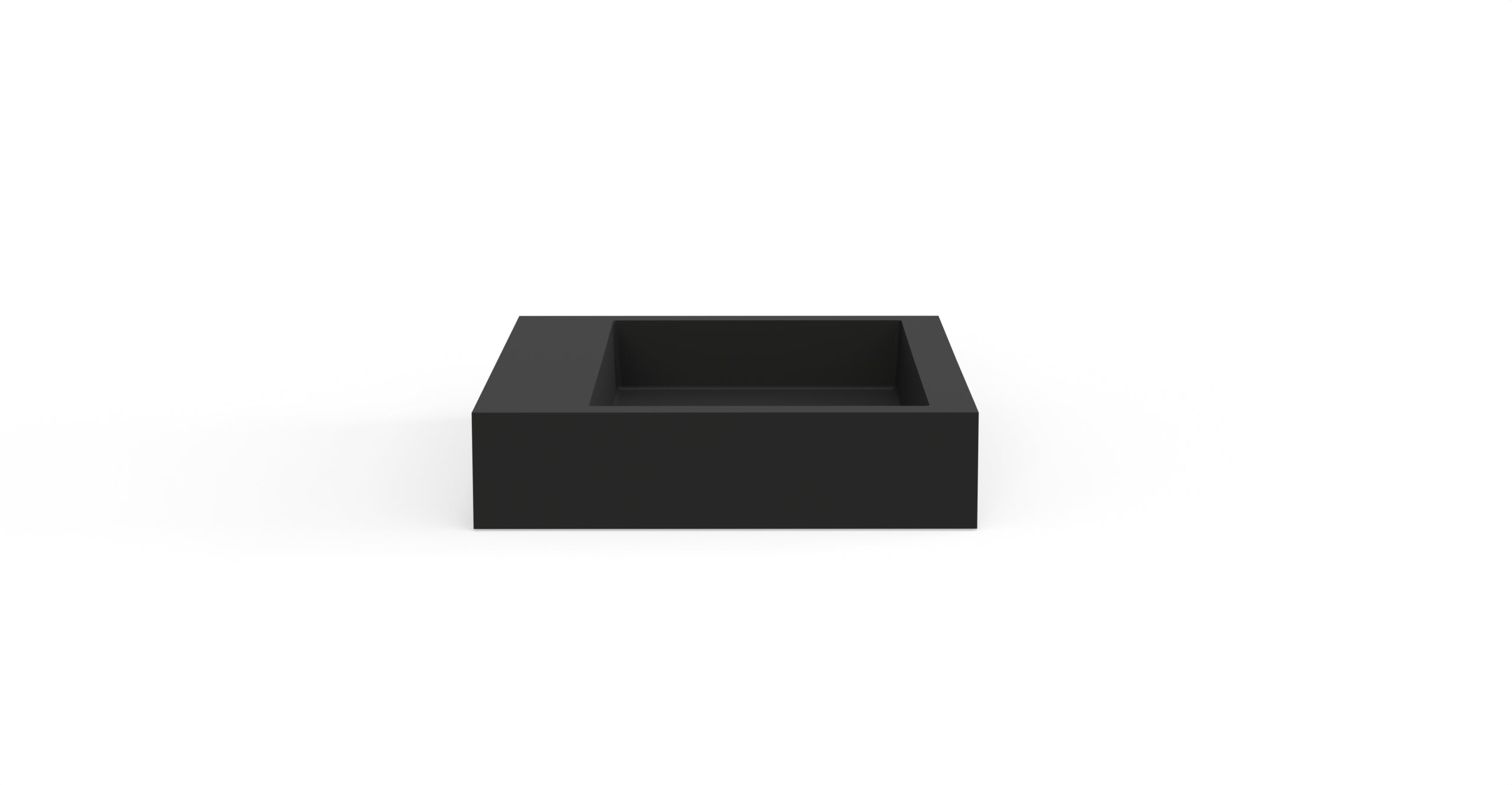 Badeloft WT-06-M matte black wall-mounted sink, front product view on white background