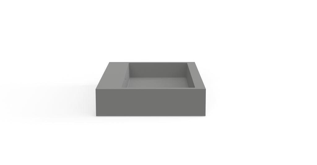 Badeloft WT-06-L matte gray wall-mounted sink, front product view on white background
