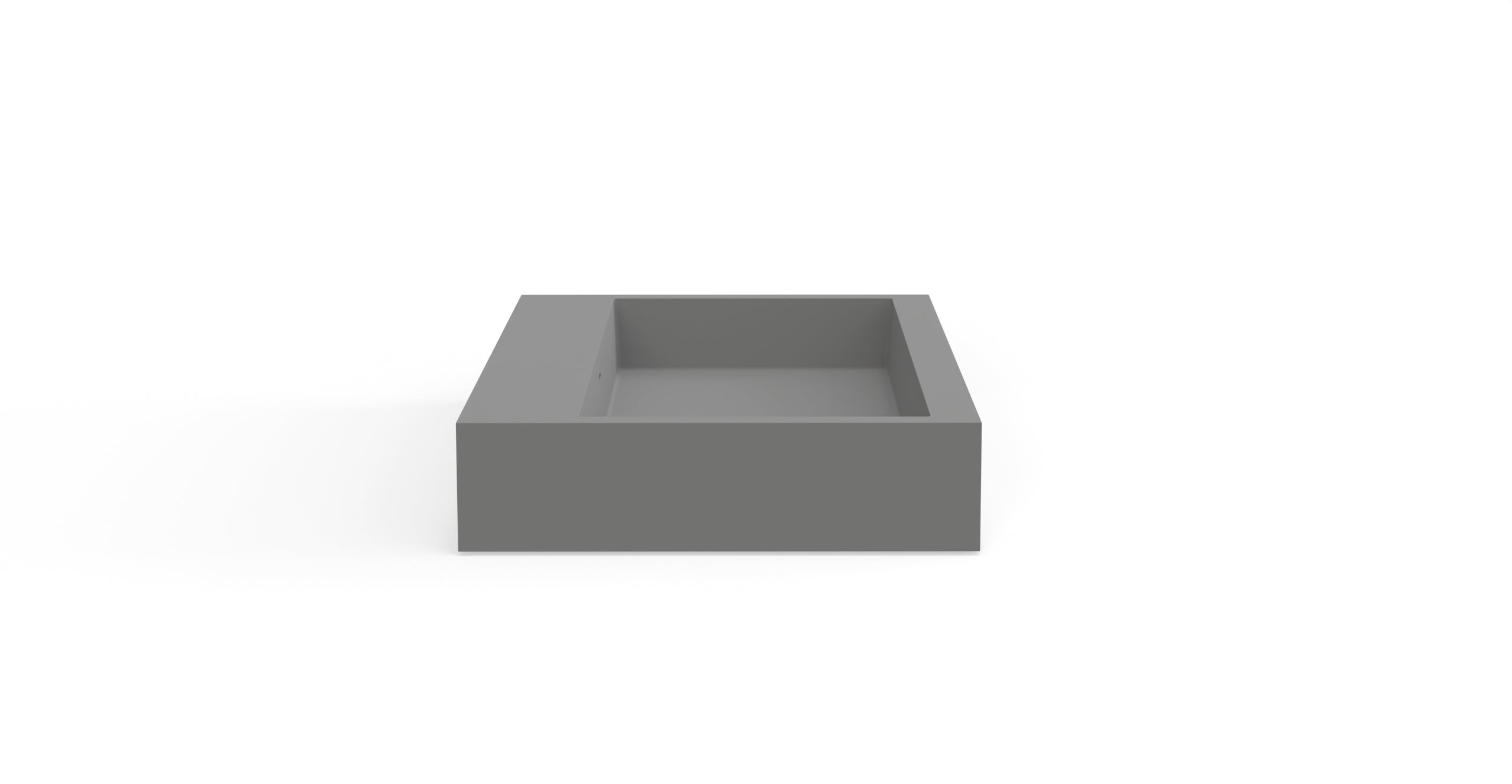 Badeloft WT-06-L matte gray wall-mounted sink, front product view on white background