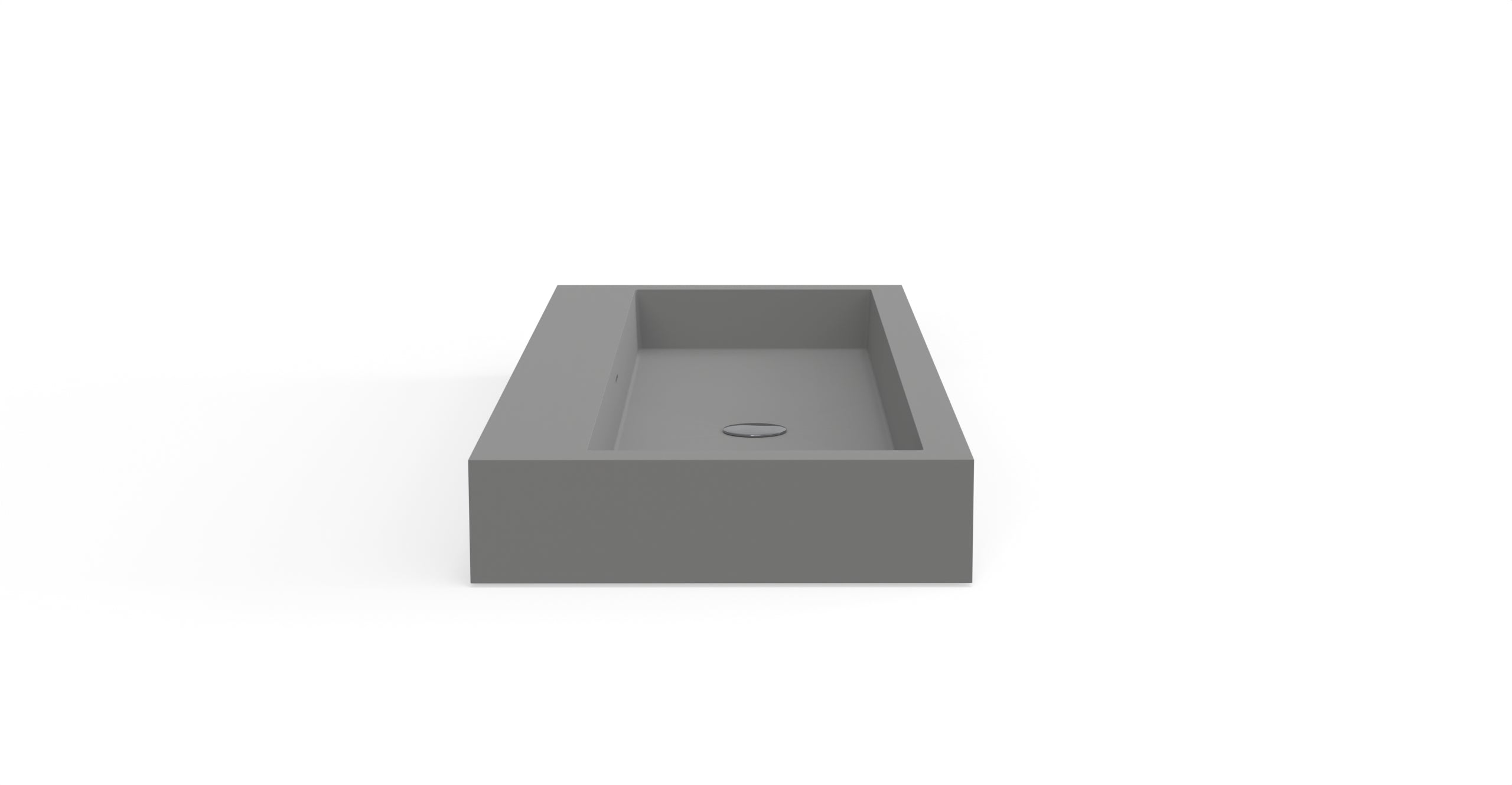Badeloft WT-06-XXL matte gray wall-mounted sink, side product view on white background