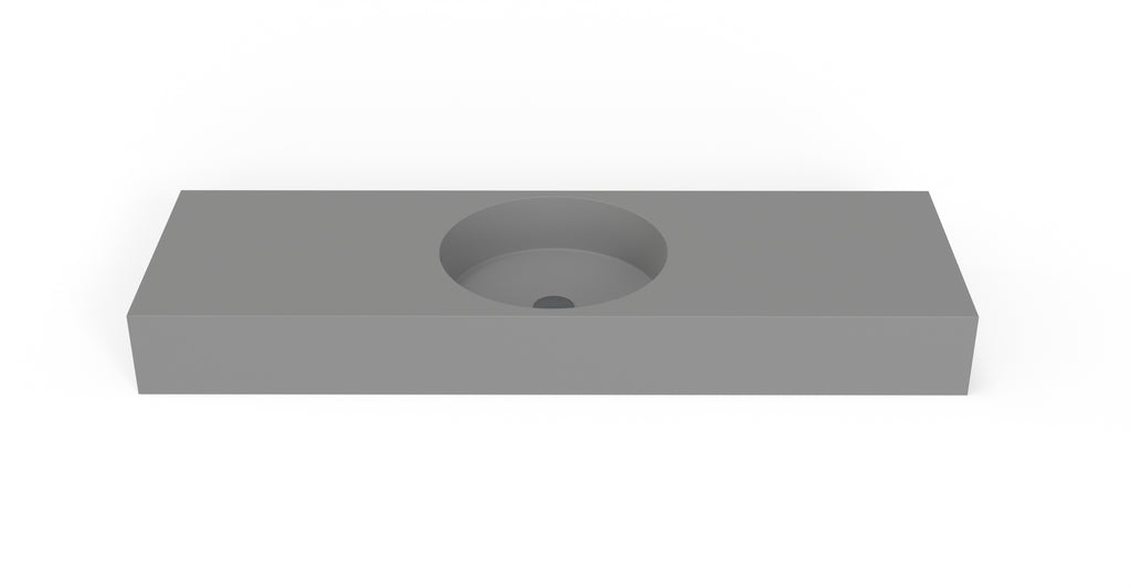 Badeloft WT-02-C matte gray wall-mounted sink, front product view on white background