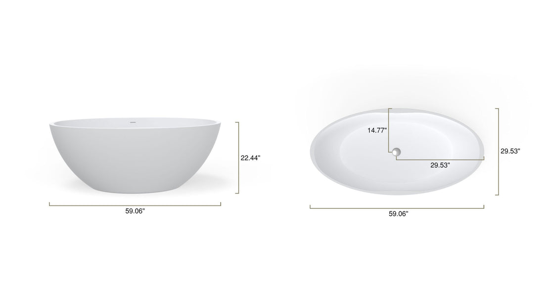 Freestanding Bathtub BW-04-L dimensional drawing