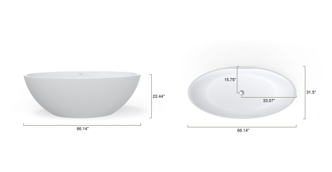 Freestanding Bathtub BW-04-XL-GRY dimensional drawing
