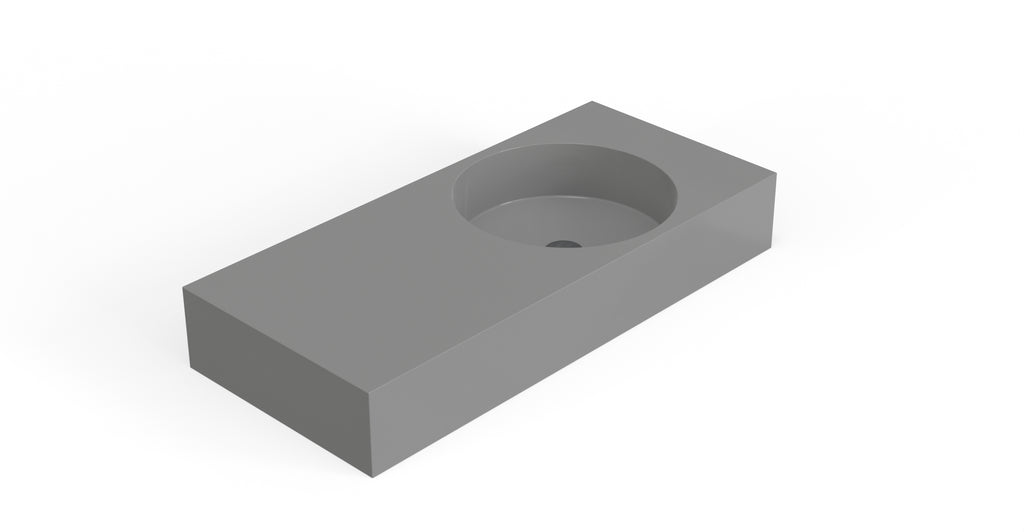 Badeloft WT-02-B glossy gray wall-mounted sink, angled product view on white background