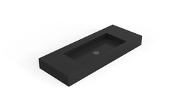 Badeloft WT-03 glossy black wall-mounted sink, angled product view on white background